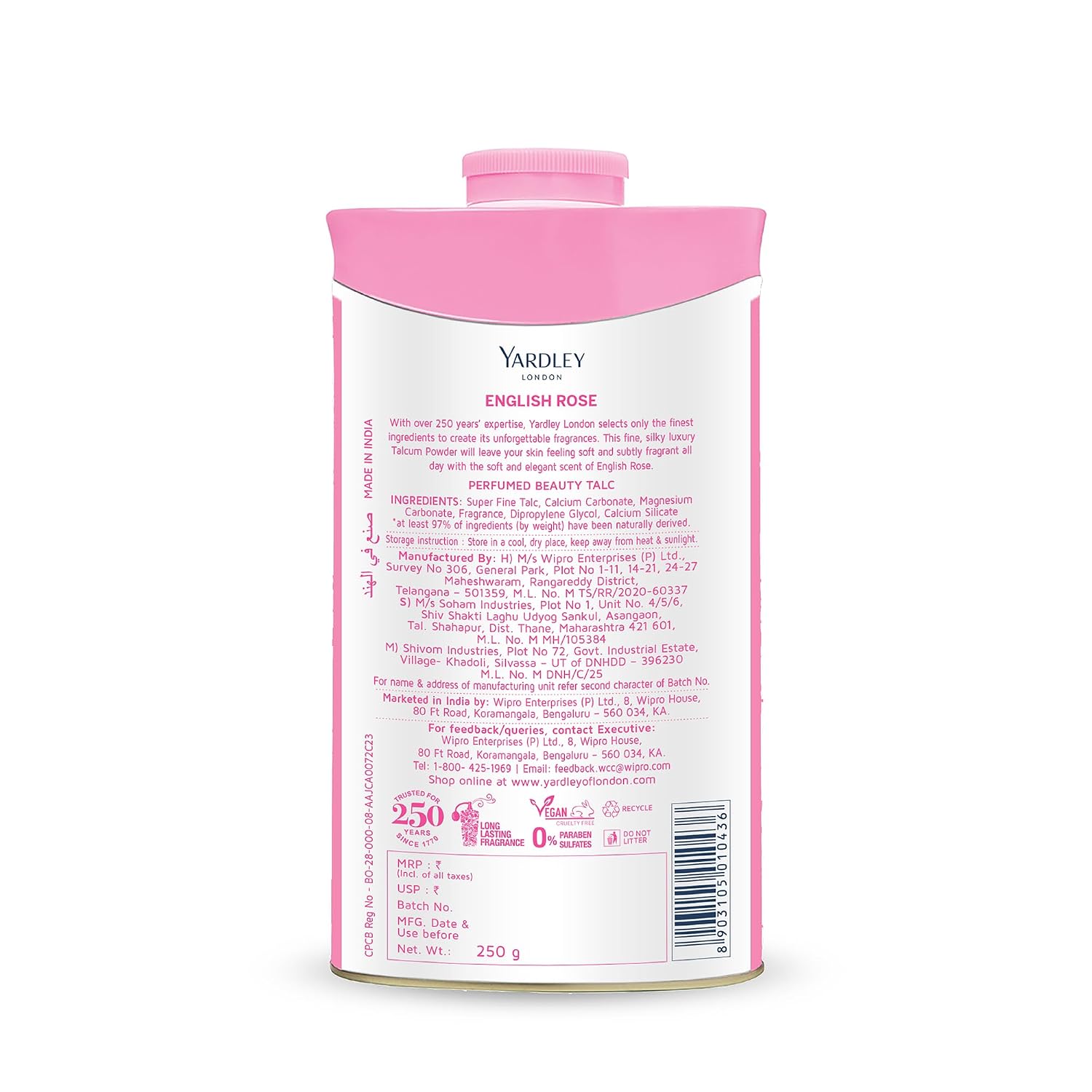 Yardley London English Rose Perfumed Talc, 250g – view 2
