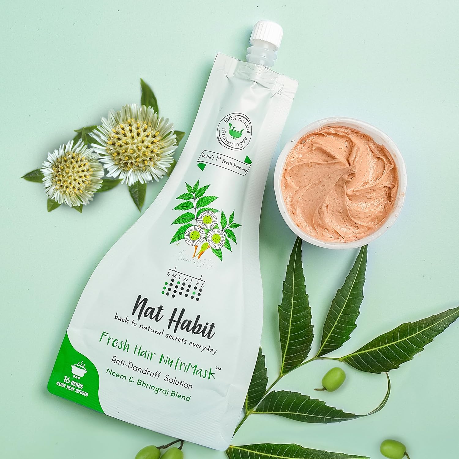 Nat Habit Neem Bhringraj Fresh Hair Mask for Dry, Frizzy Hair 40g – view 2