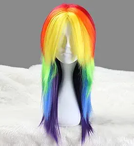 ME & YOU Multicolor Malinga Wig | Artificial long Hair Wig for Holi Party/Drama/Birthday | Colorful Straight Hair Wig For Theme Party | Wig For Holi Party Celebration (LONG HAIR)