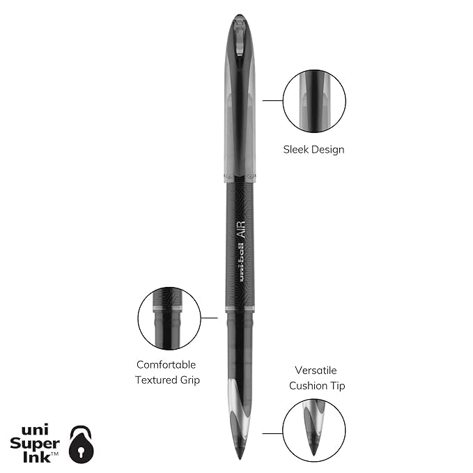 uni-ball Air UBA188M 0.5 mm Roller Ball Pens, Black Ink, Pack of 3 – view 4