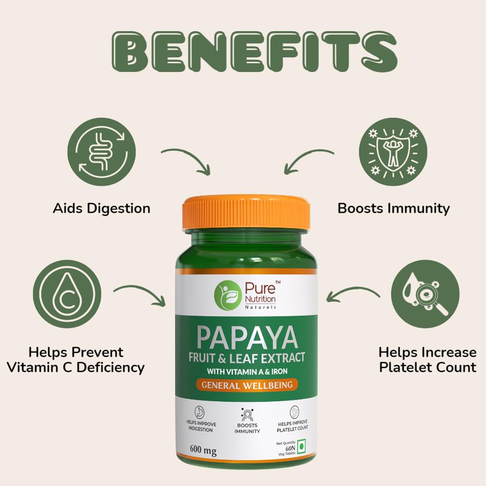 Pure Nutrition Papaya Leaf & Fruit Extract, 60 Veg Tablets – view 3