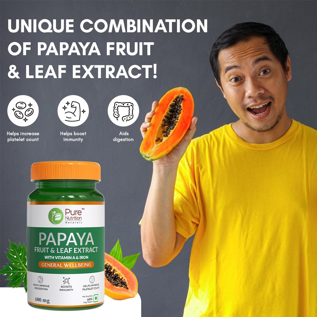 Pure Nutrition Papaya Leaf & Fruit Extract, 60 Veg Tablets – view 5