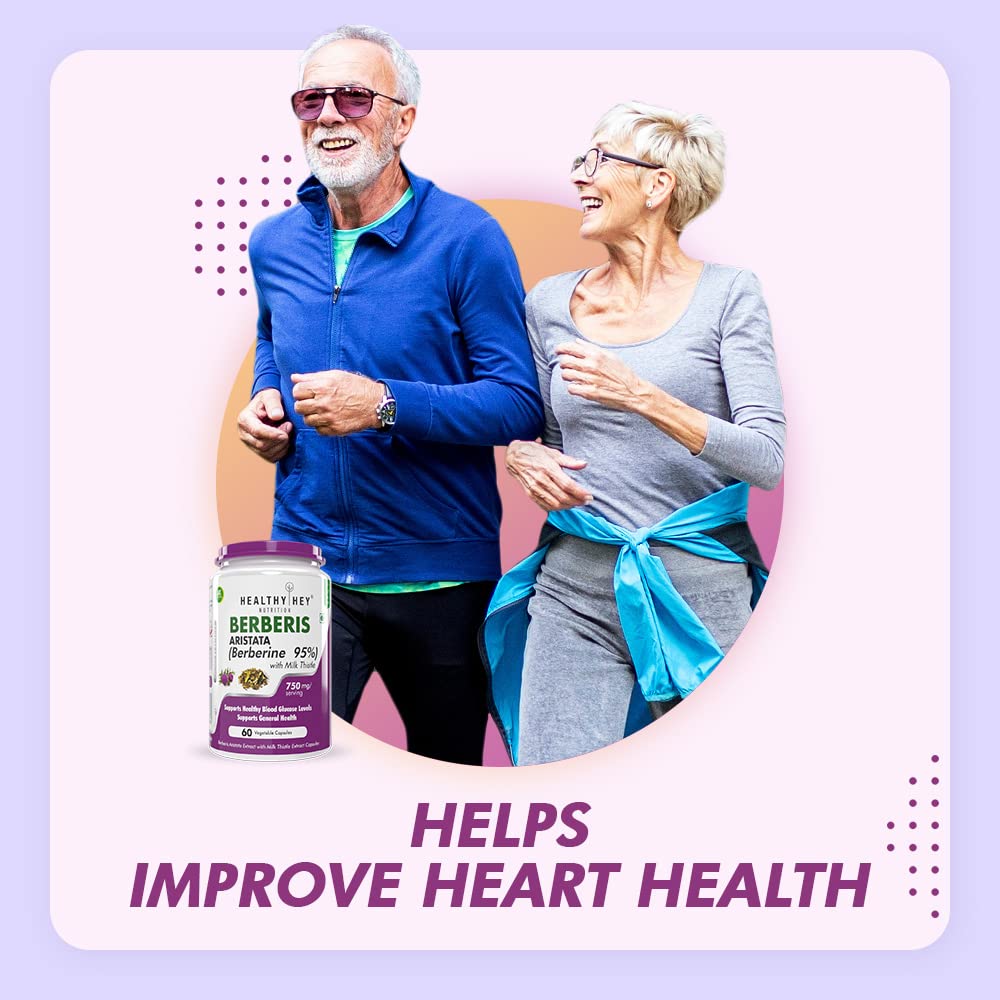 HealthyHey Berberis - Berberine 95% with milk Thistle - Support Weight Management & Healthy Glucose Levels Supplements - 750 mg Veg. 60 Capsules – view 4