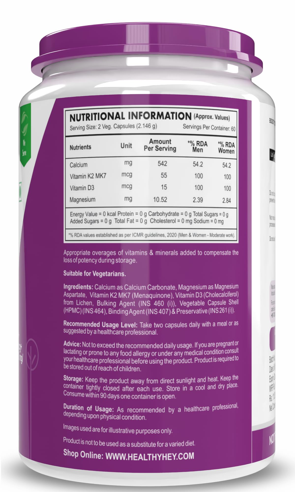 HealthyHey Nutrition Calcium And Vitamin D3 Capsules – view 9