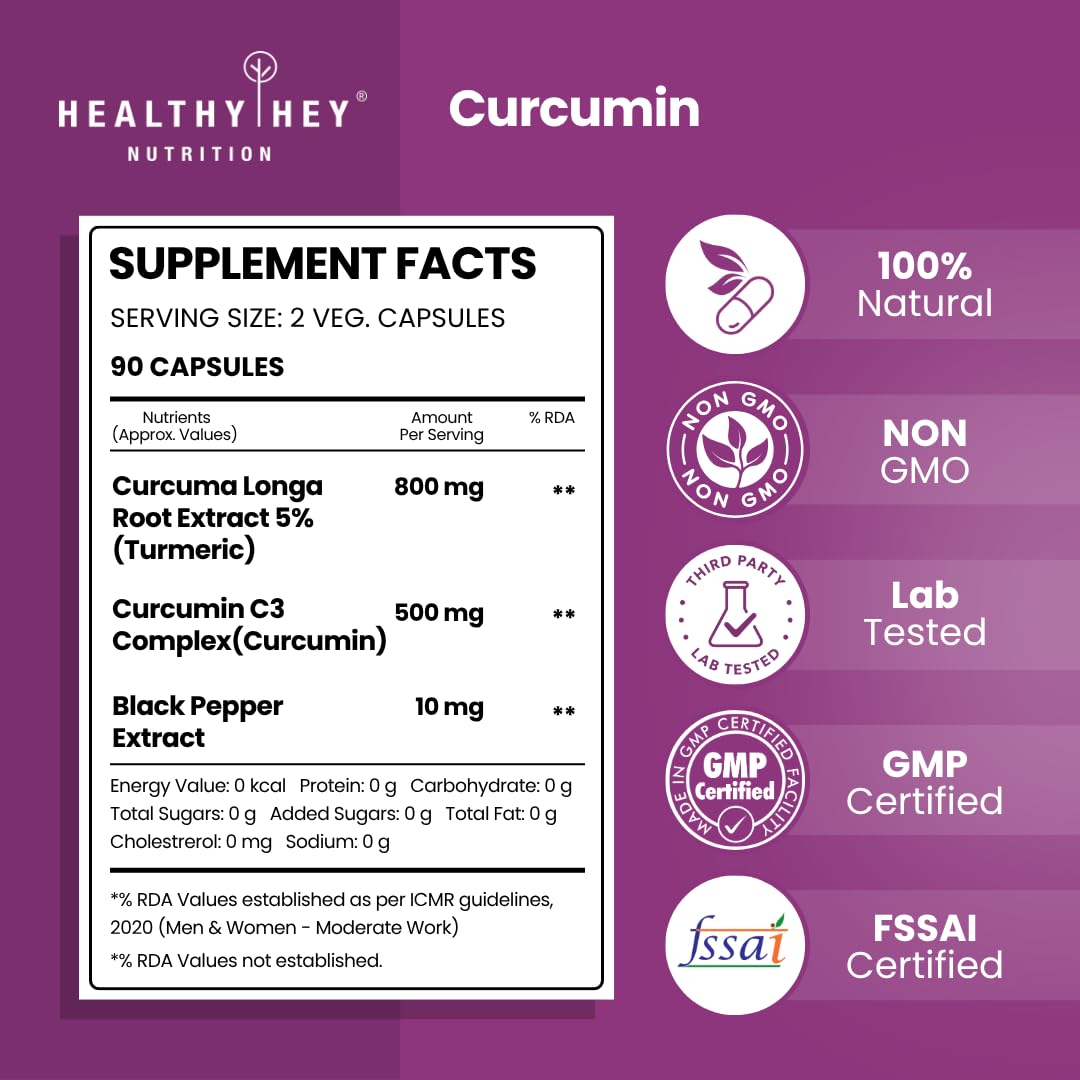 HealthyHey Nutrition Curcumin with Bioperine 1310mg (Ultra Pure) – view 2
