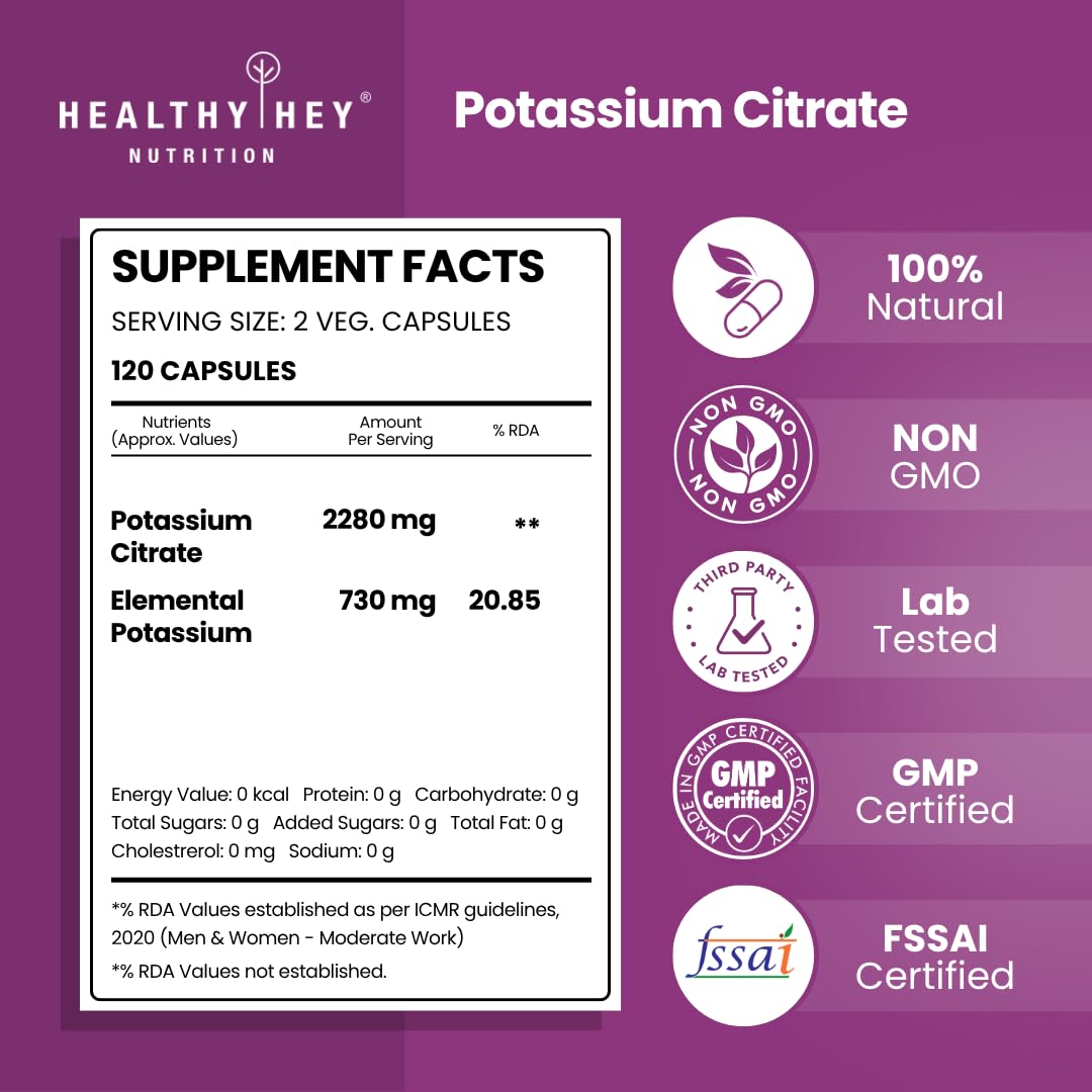 HealthyHey Nutrition Potassium Citrate -120 Vegetable Capsules – view 2