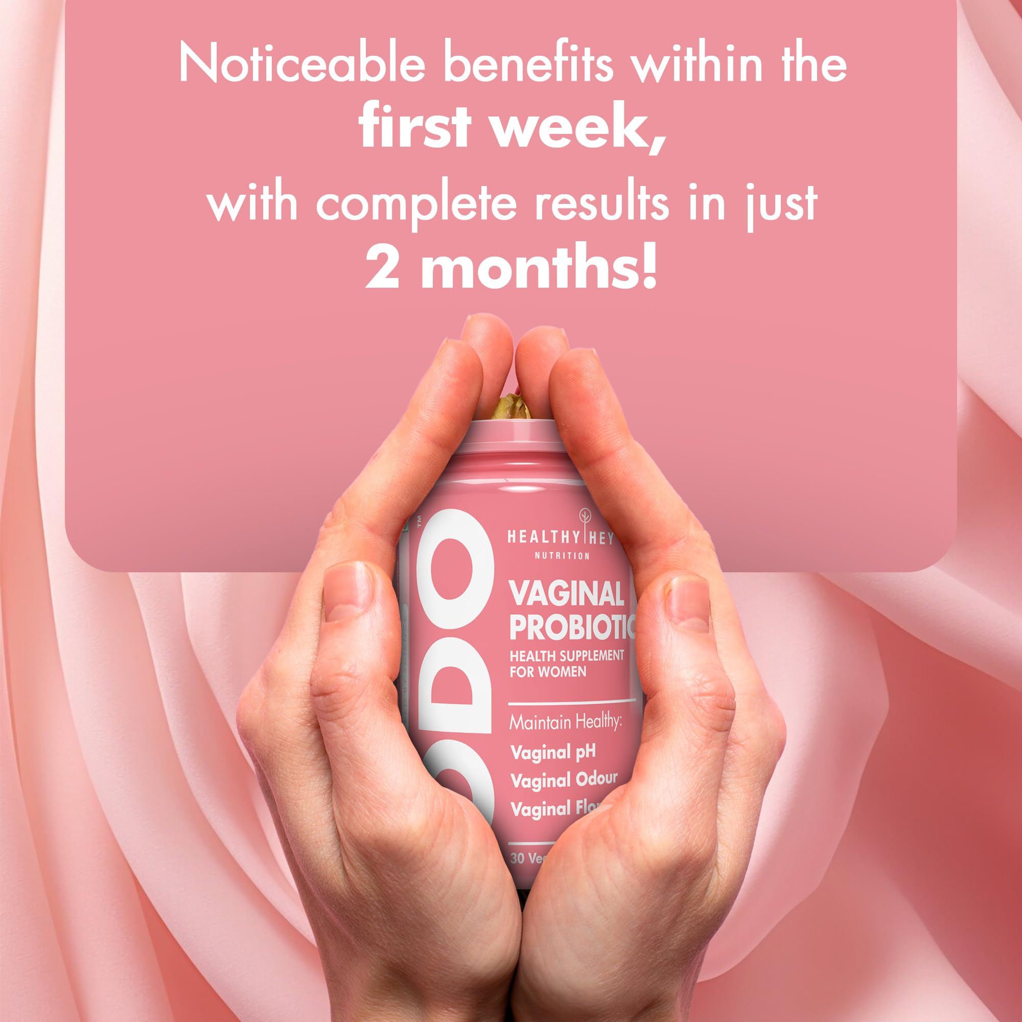 HealthyHey Nutrition ODO Vaginal Probiotics for Women pH Balance with Prebiotics & Lactobacillus Probiotic Blend - Vaginal Health Supplement - PromoteVaginal Odor & Vaginal Flora - 30 Veg Capsules – view 5