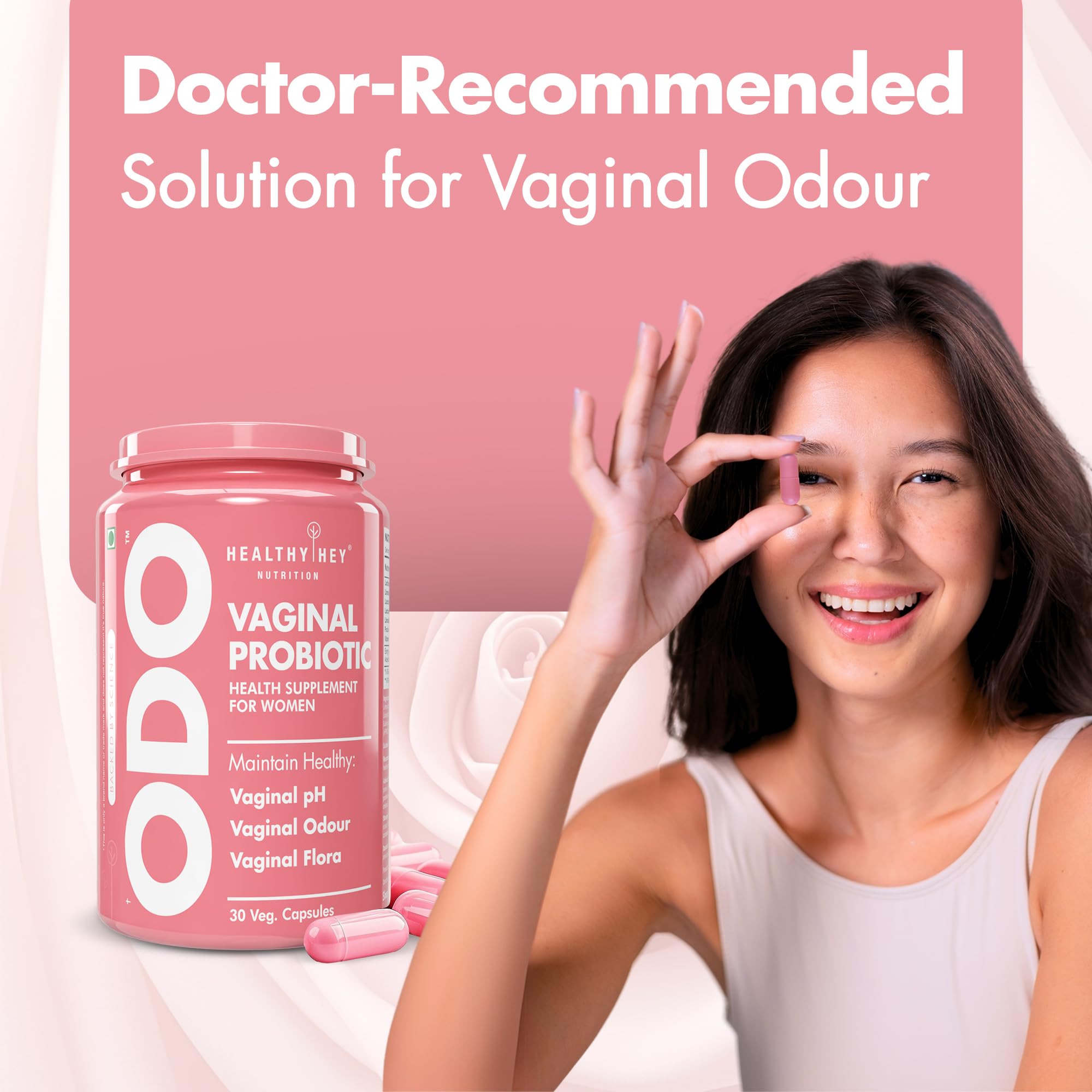 HealthyHey Nutrition ODO Vaginal Probiotics for Women pH Balance with Prebiotics & Lactobacillus Probiotic Blend - Vaginal Health Supplement - PromoteVaginal Odor & Vaginal Flora - 30 Veg Capsules – view 6