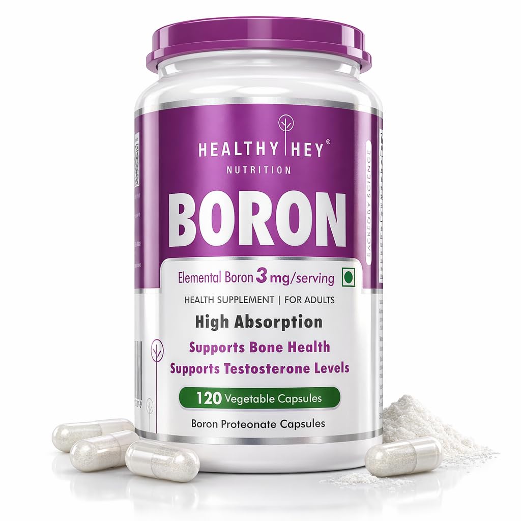 HealthyHey Nutrition Boron -Advanced Chelated - 120 Veggie Capsules - Gluten Free, Non-GMO