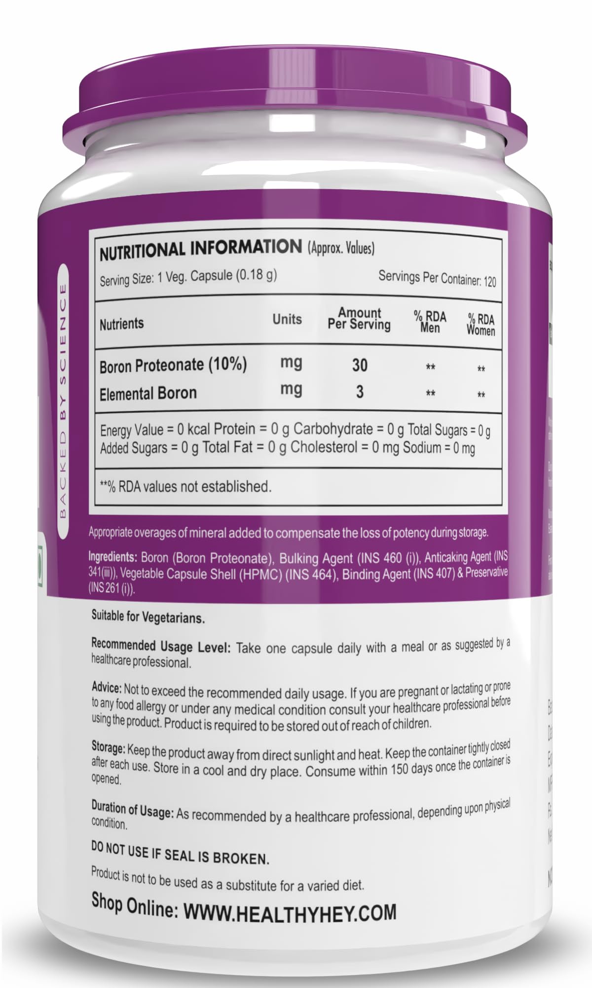HealthyHey Nutrition Boron -Advanced Chelated - 120 Veggie Capsules - Gluten Free, Non-GMO – view 6