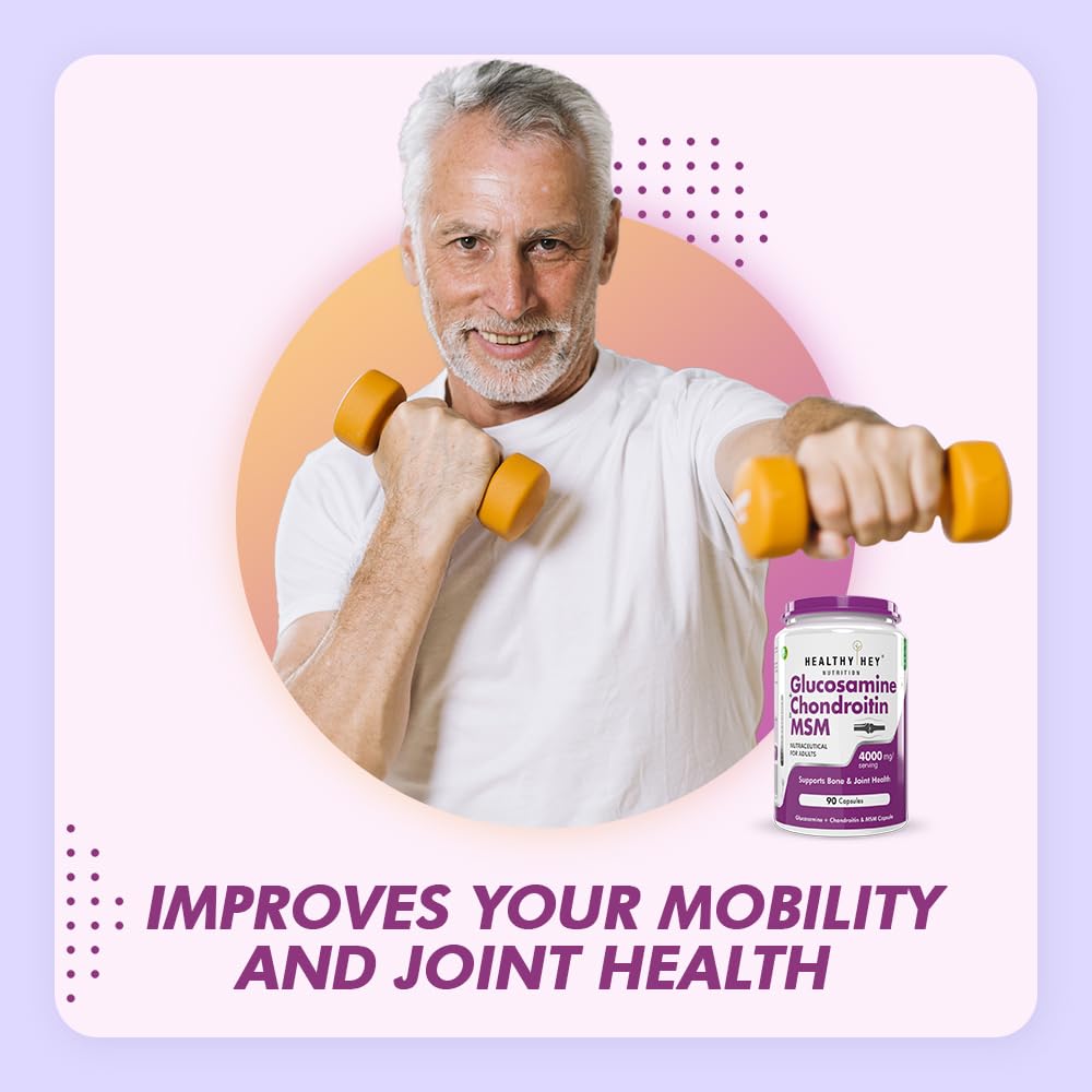 HealthyHey Nutrition Glucosamine Chondroitin and MSM for Cartilage; Joint and Bone, 90 Capsules – view 3