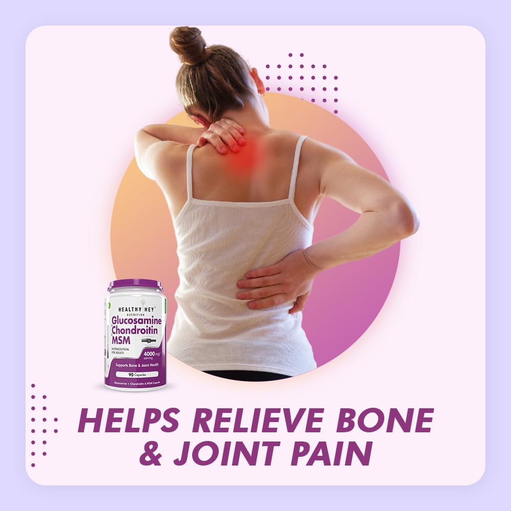 HealthyHey Nutrition Glucosamine Chondroitin and MSM for Cartilage; Joint and Bone, 90 Capsules – view 4