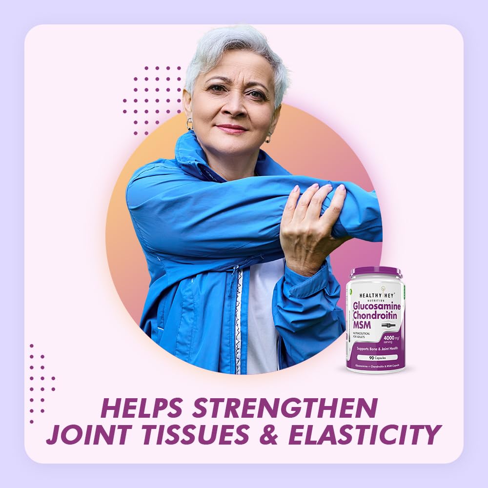HealthyHey Nutrition Glucosamine Chondroitin and MSM for Cartilage; Joint and Bone, 90 Capsules – view 5