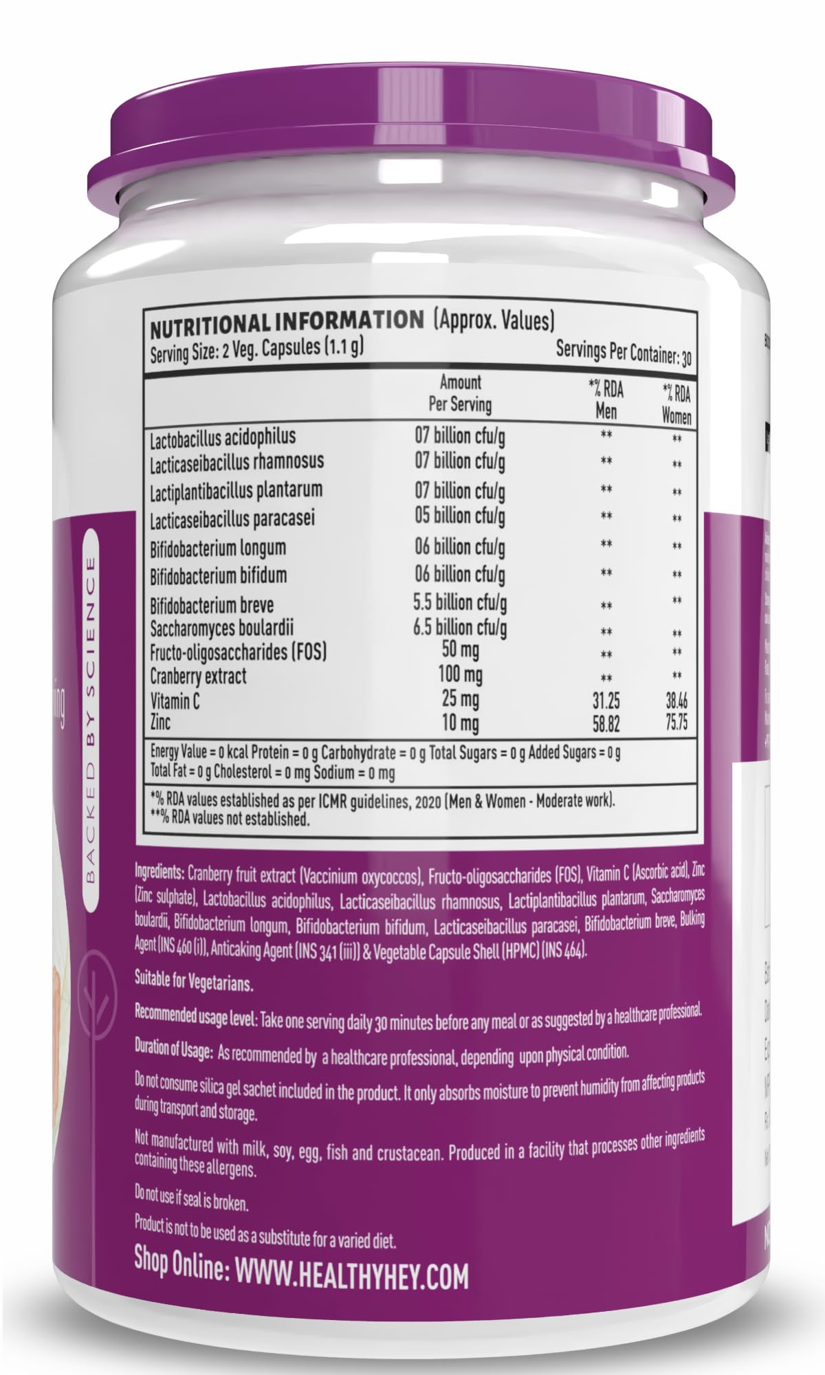 HealthyHey Nutrition Probiotics 50 Billion CFU Multi- Strains, 60 Veg. Capsules, Targeted Release Technology, Stomach Acid Resistant, No Need for Refrigeration, Non-GMO, Gluten-Free – view 8