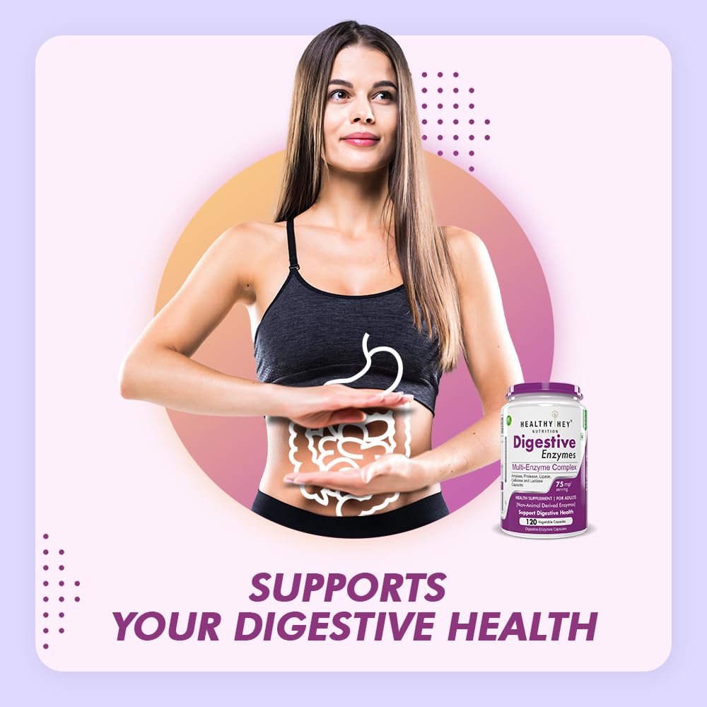 HealthyHey Nutrition Digestive Enzymes Capsules - Amylase, Lipase, Protease, Multi-Enzyme Complex Tablet - 120 Vegetable Capsules – view 3