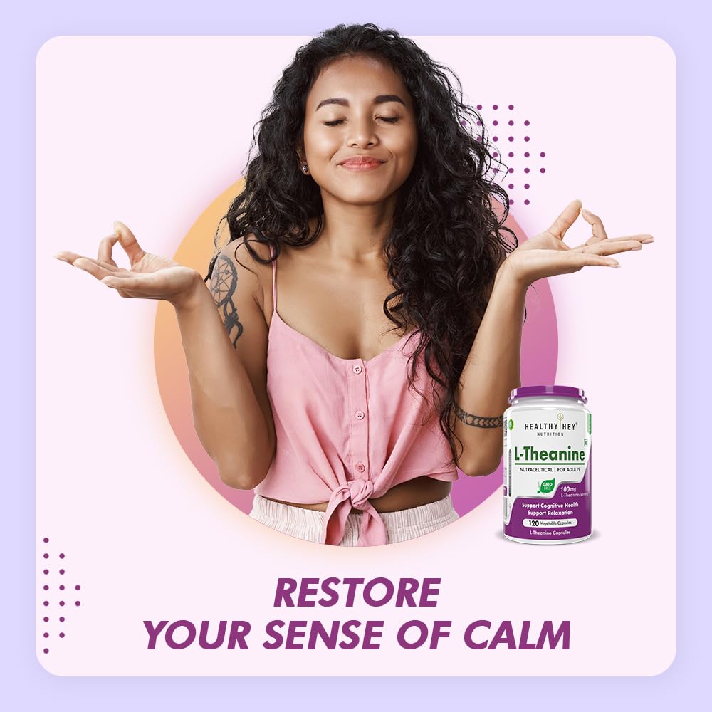 HealthyHey Nutrition L-Theanine -Support Relaxation -Pack of 120 Vegetarian Capsules – view 5