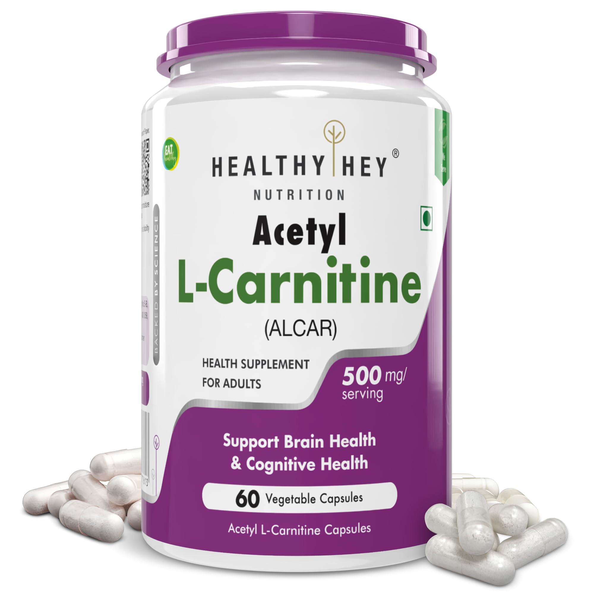 HealthyHey Acetyl L-Carnitine ALCAR supplement in veg capsules