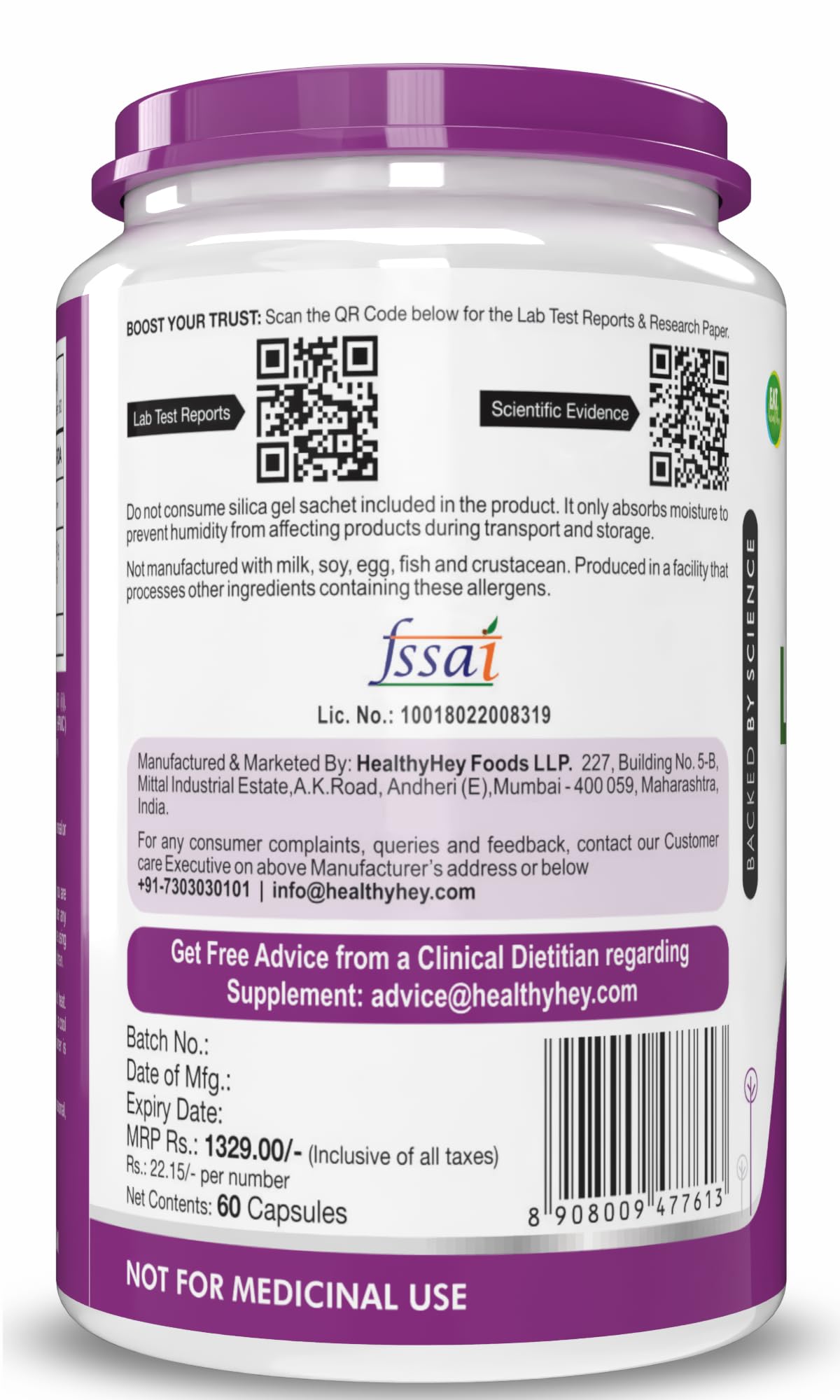 HealthyHey Nutrition Acetyl L-Carnitine (ALCAR)-60 Veg Capsules (Pack of 1) – view 9