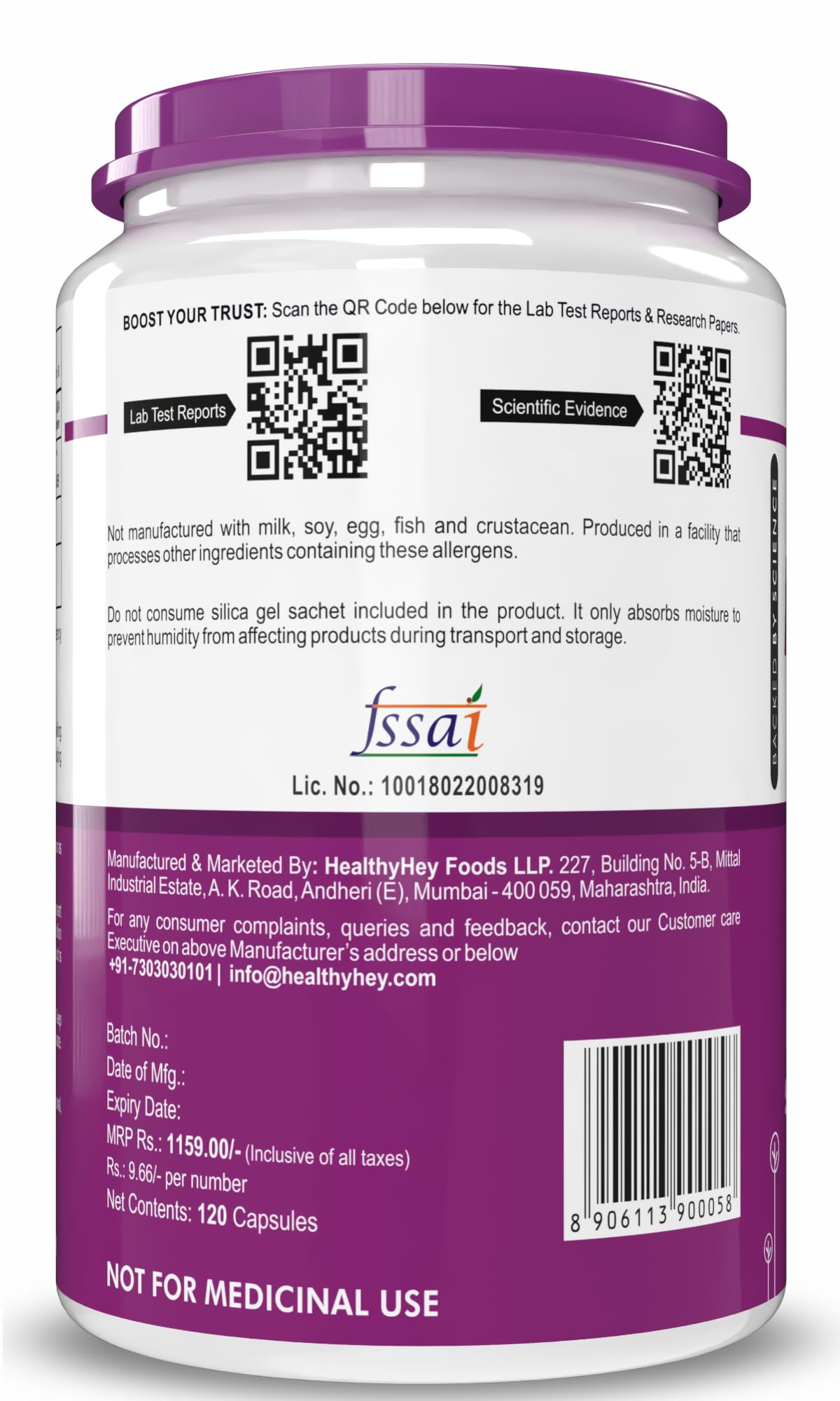 HealthyHey Nutrition Magnesium Citrate-120 Vegetable Capsules – view 8