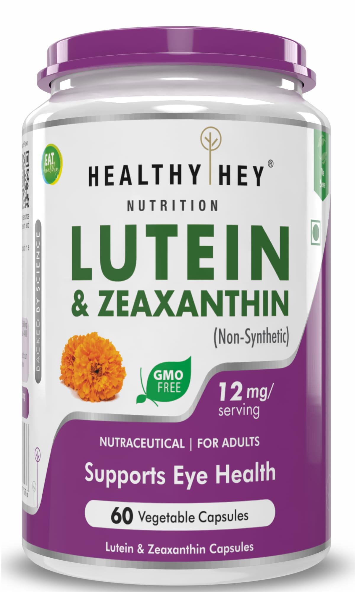 HealthyHey Lutein with Zeaxanthin - Support Eyes Health - 60 Veg. Capsules (Pack of 1)
