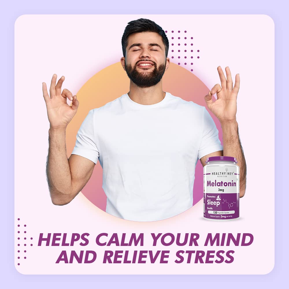 HealthyHey Nutrition Melatonin 120 vegetable capsules 5mg - Promotes Sleep and Relaxation – view 4