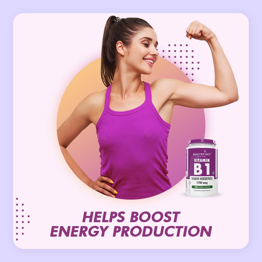 HealthyHey Nutrition Vitamin B1 Thiamine -120 Veg Capsules – view 3