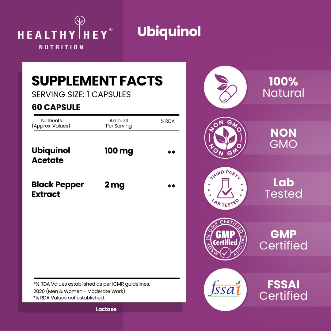 HealthyHey Nutrition Ubiquinol - Acetate - (60 Veg Capsules) – view 2