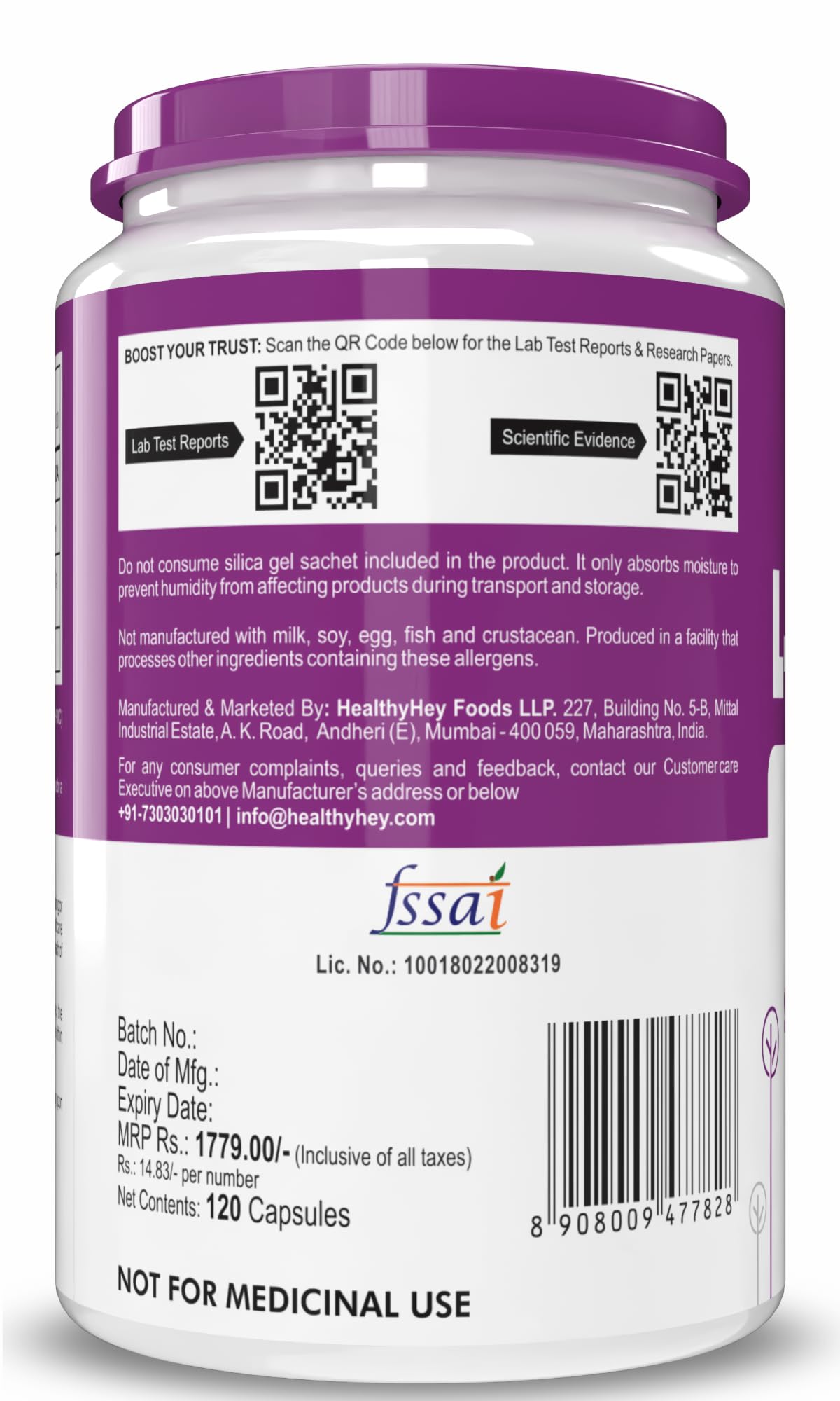 HealthyHey Nutrition L- Glycine - 500 mg - Support Brain and Sleep Health - 120 Veg. Capsules – view 9