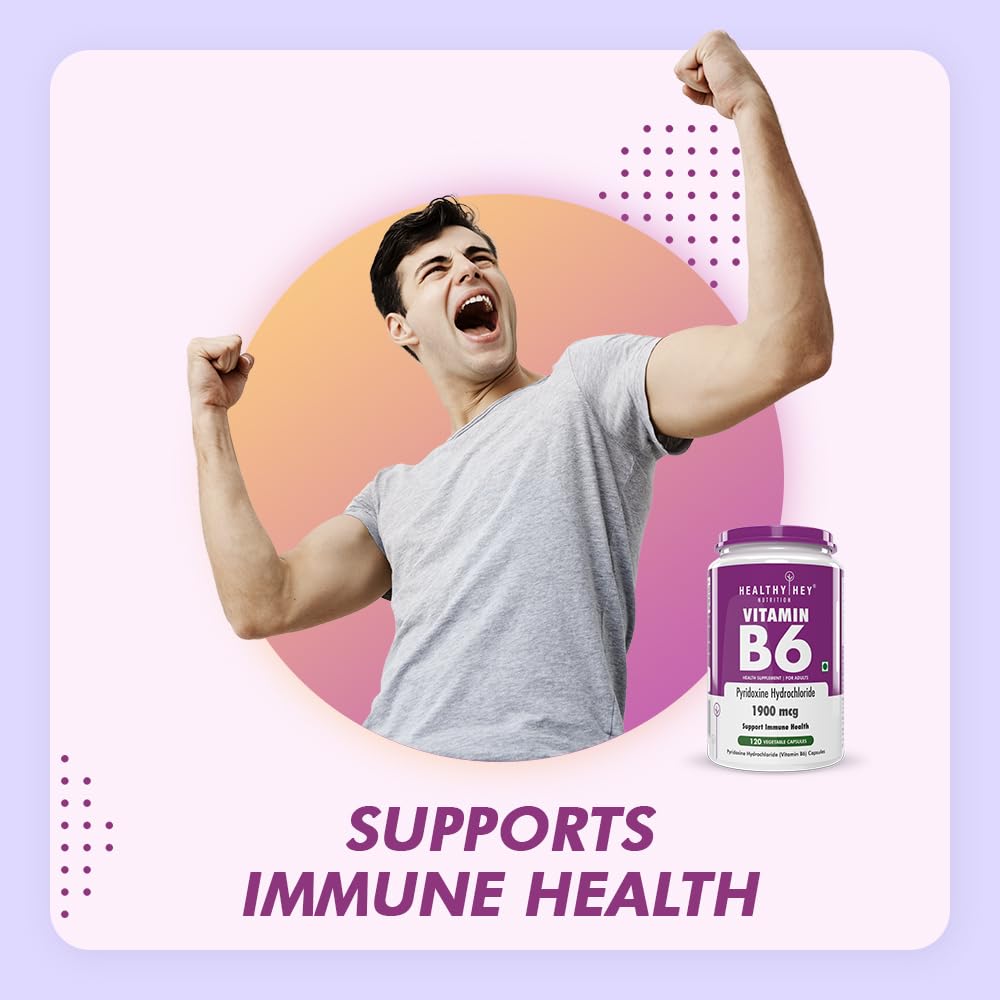 HealthyHey Nutrition Vitamin B6 Pyridoxine -120 Veg. Capsules – view 3