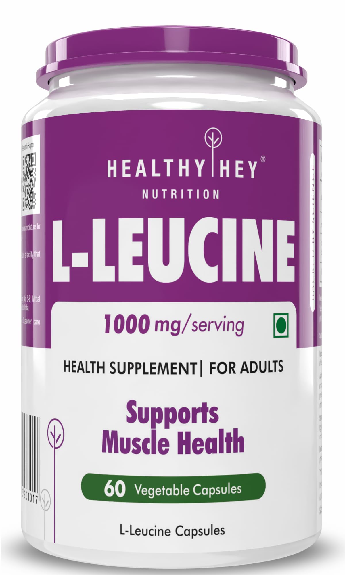 HealthyHey Nutrition L-Leucine 60 Capsules – view 1