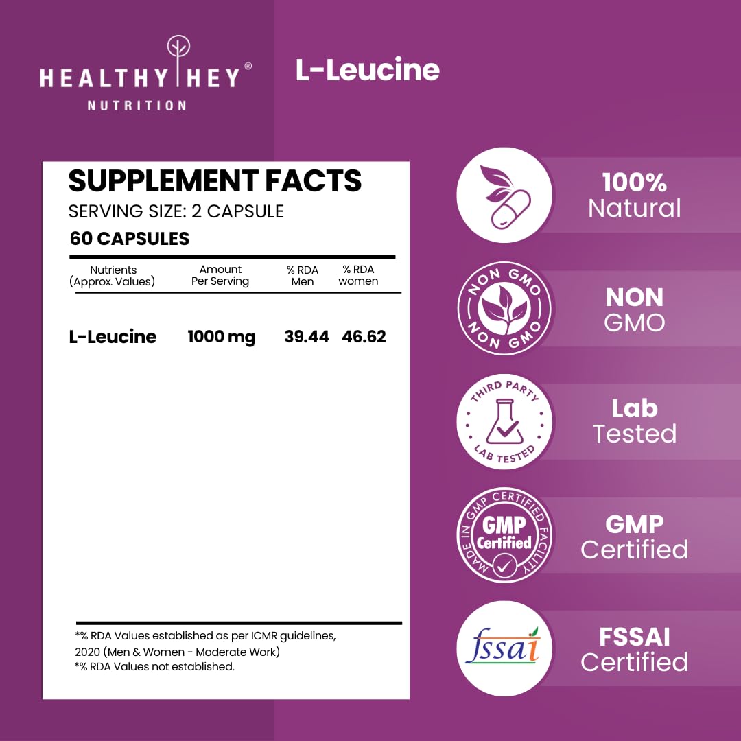HealthyHey Nutrition L-Leucine 60 Capsules – view 2