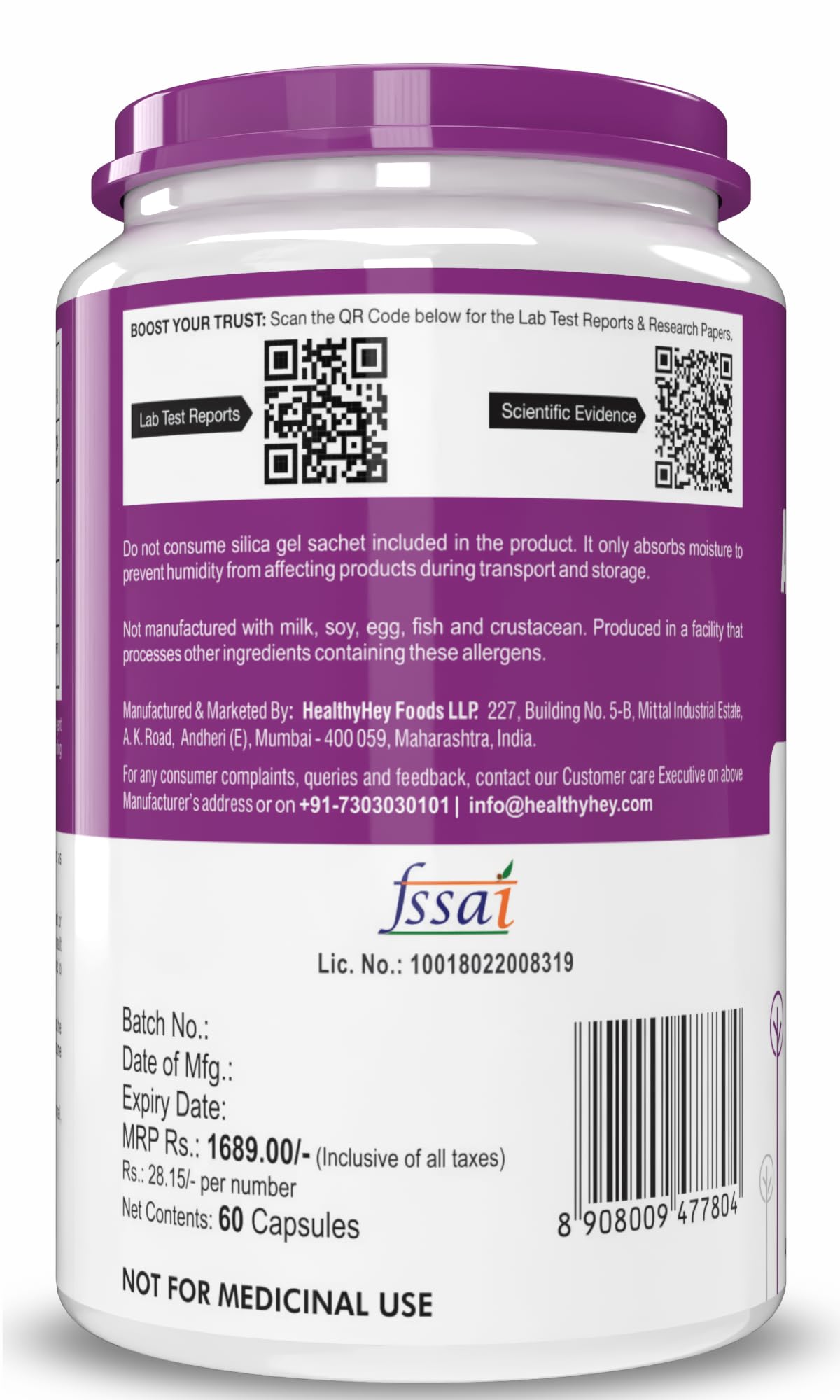 HealthyHey Nutrition Alpha Lipoic Acid - ALA-60 Veg. Capsules - Gluten Free & Non-GMO – view 8