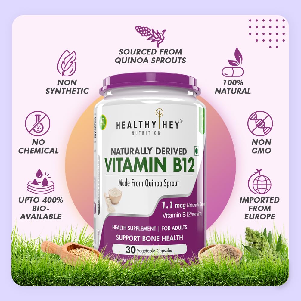 HealthyHey Nutrition 100% Natural Vitamin B12 - Support Immune Health – view 3