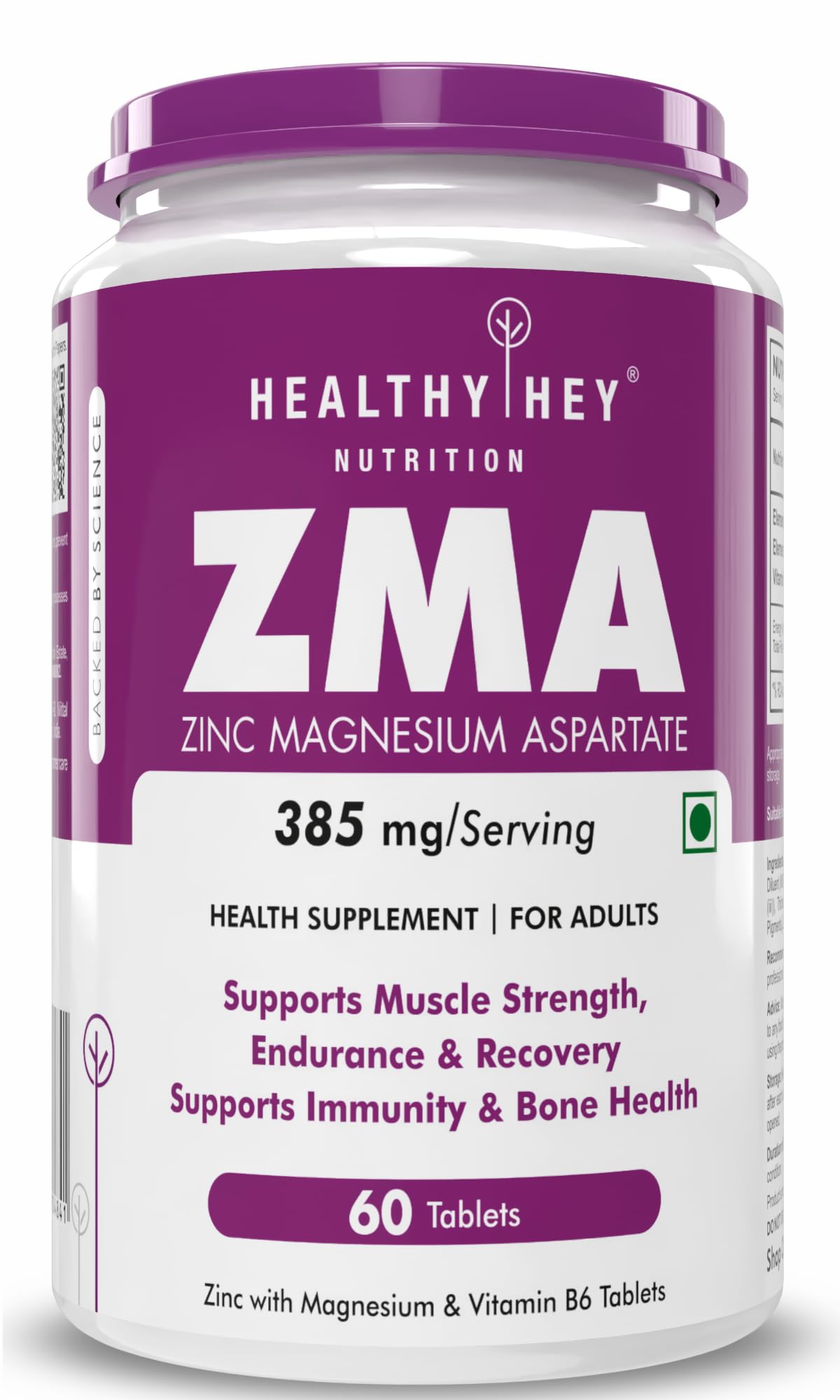 HealthyHey Nutrition ZMA tablets bottle for zinc magnesium support