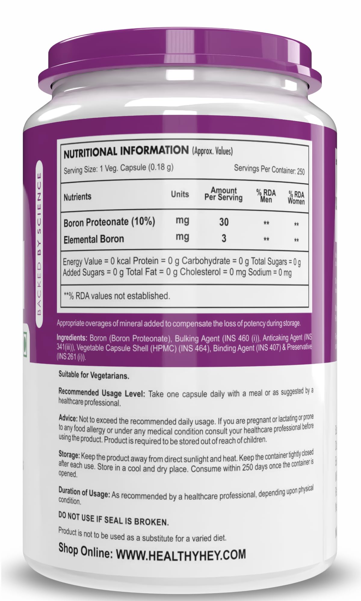 HealthyHey Nutrition Boron Advanced Chelated - 250 Veggie Capsules - Gluten Free, Non-GMO – view 7