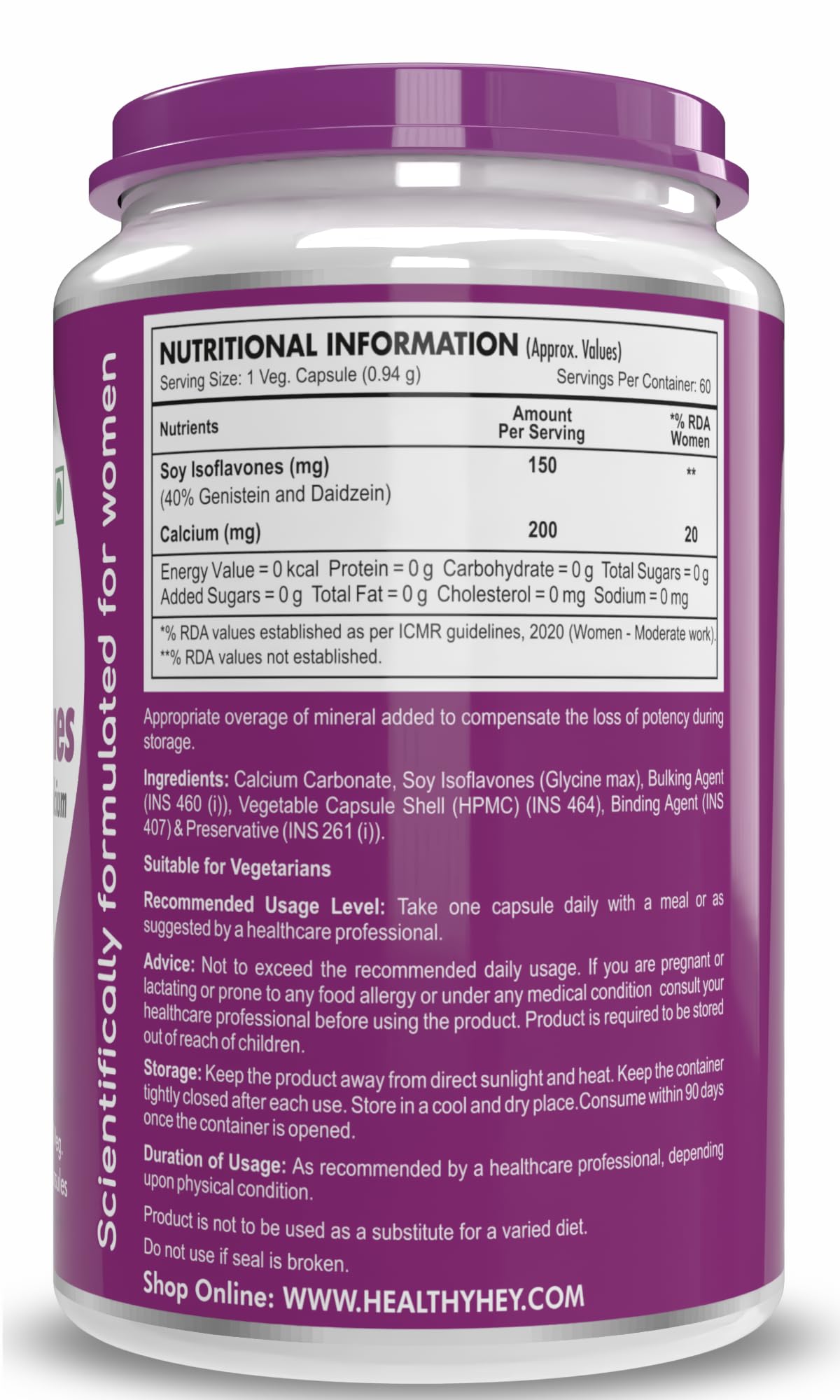 HealthyHey Nutrition Woman Plus Soy Isoflavones with Calcium - 60 Vegetable Capsules – view 2