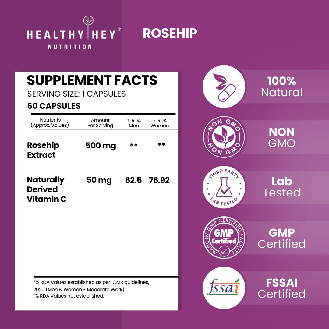 HealthyHey Nutrition Rosehip Extract 60 Veg Capsules – view 2