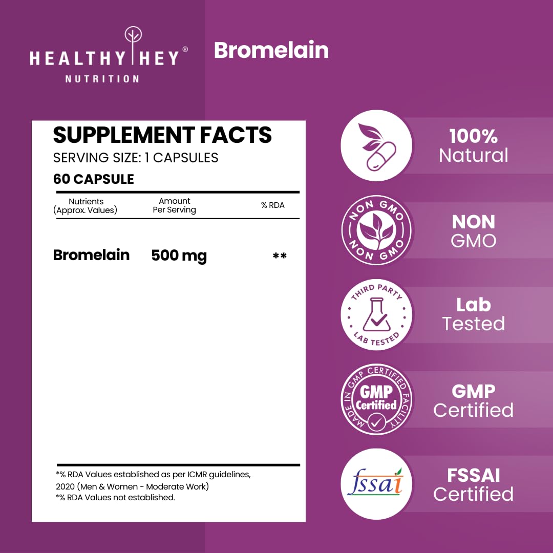 HealthyHey Nutrition Bromelain Digestive Enzyme- High Concentrate -60 Veg. Capsules (Pack of 1) – view 2