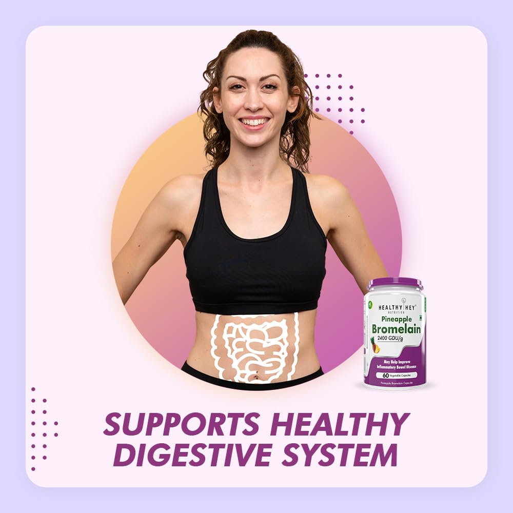 HealthyHey Nutrition Bromelain Digestive Enzyme- High Concentrate -60 Veg. Capsules (Pack of 1) – view 3