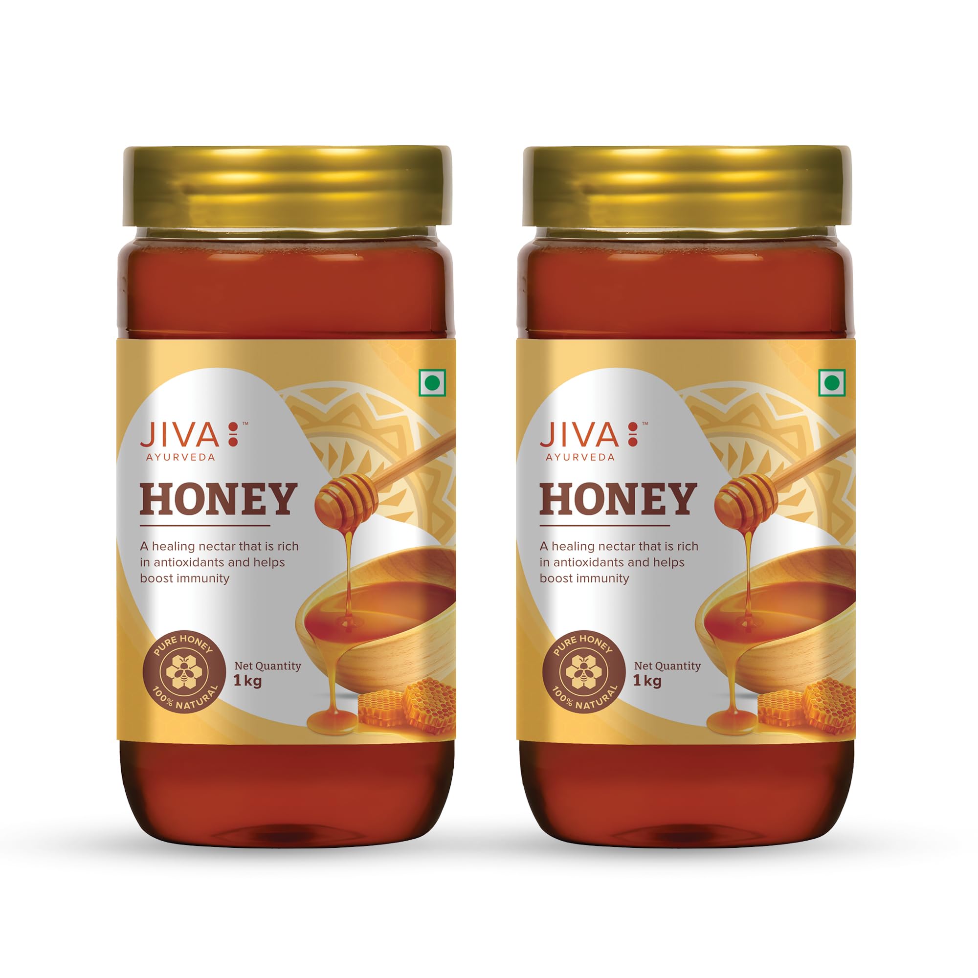 Jiva Ayurveda honey jars showing 2 kg total pack