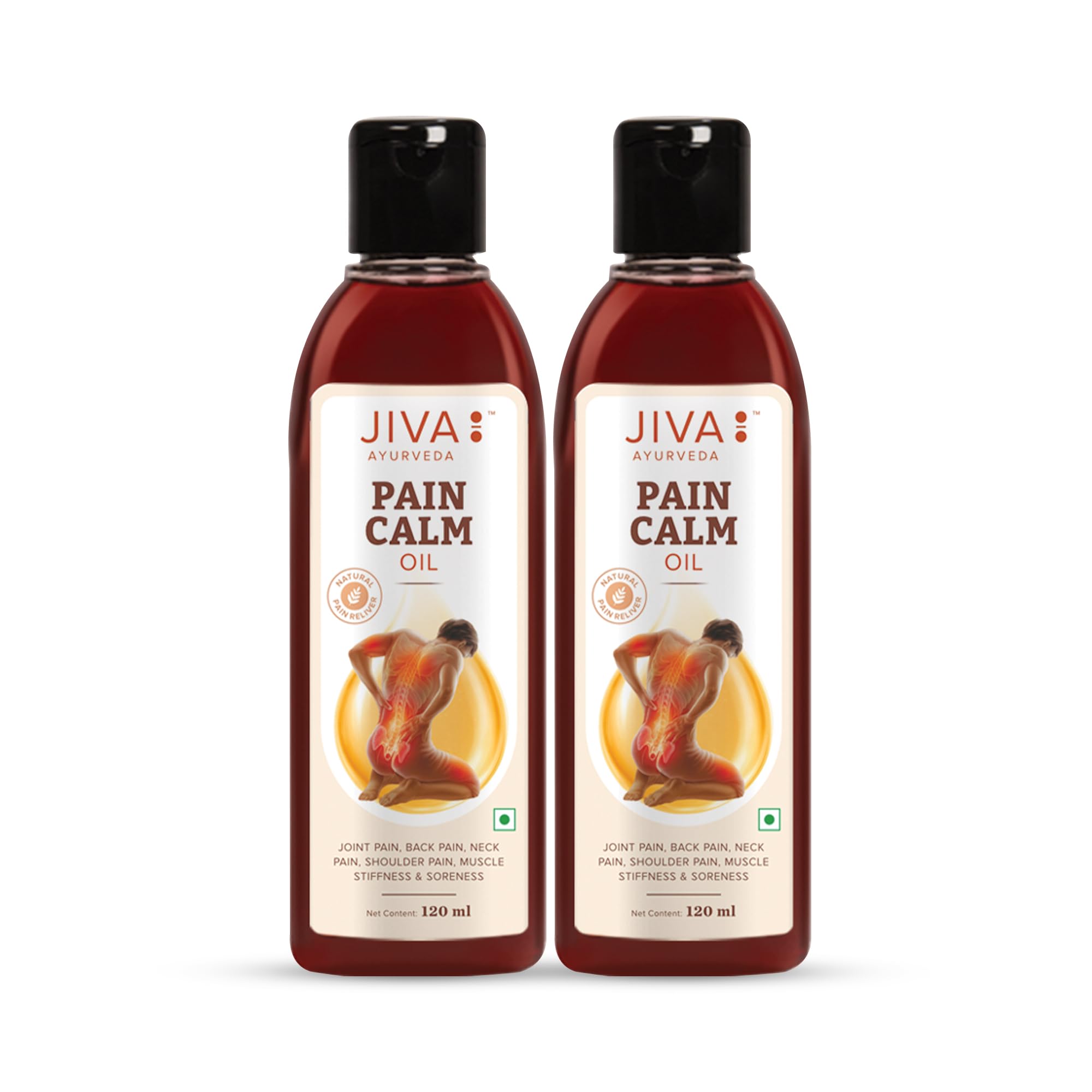 Jiva Pain Calm Oil 120 ml | Blend Of 5 Ayurvedic Oils | Relieves Knee, Legs, Shoulder, Muscle & Joint Pain | Controls Swelling And Joint Inflammation | 100% Natural (Pack Of 2)
