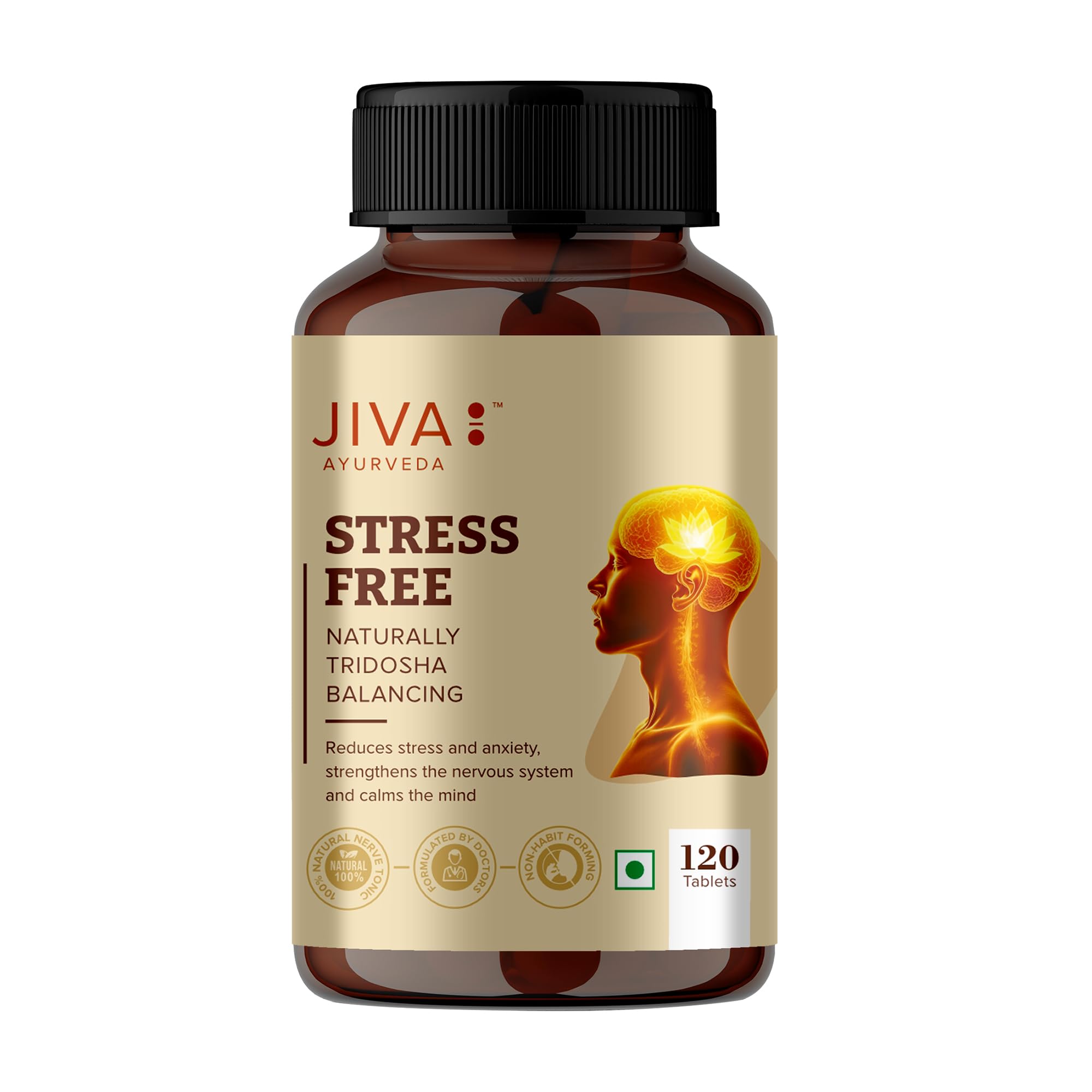 Jiva Ayurveda Stress Free Tablets 120 count bottle pack