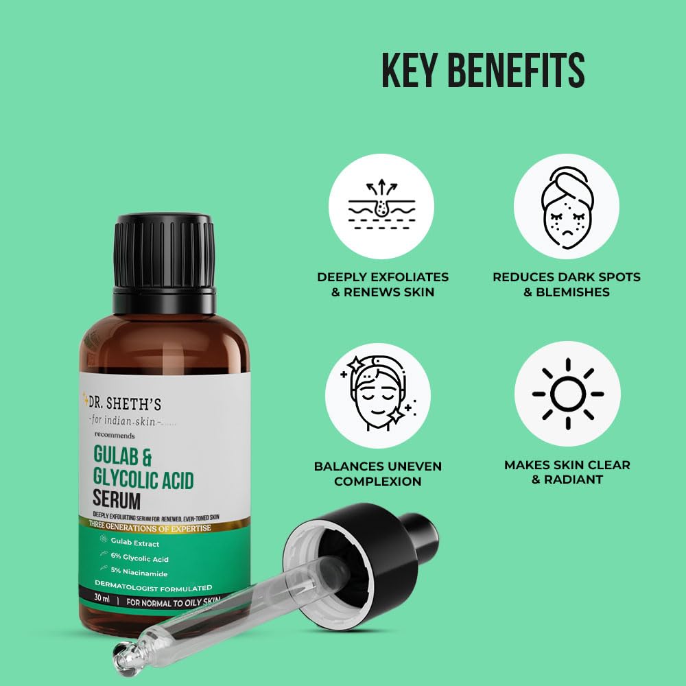 Dr. Sheth's Gulab & 6% Glycolic Acid & 5% Niacinamide Instant Brightening Face Serum – view 2
