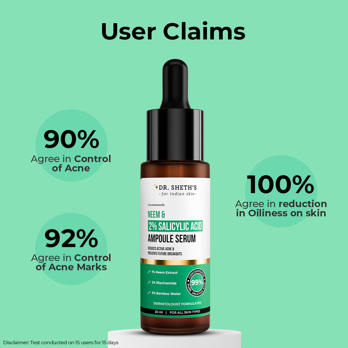 Dr. Sheth's Neem & Salicylic Acid Serum For Active Acne,Blackheads & Open Pores – view 6