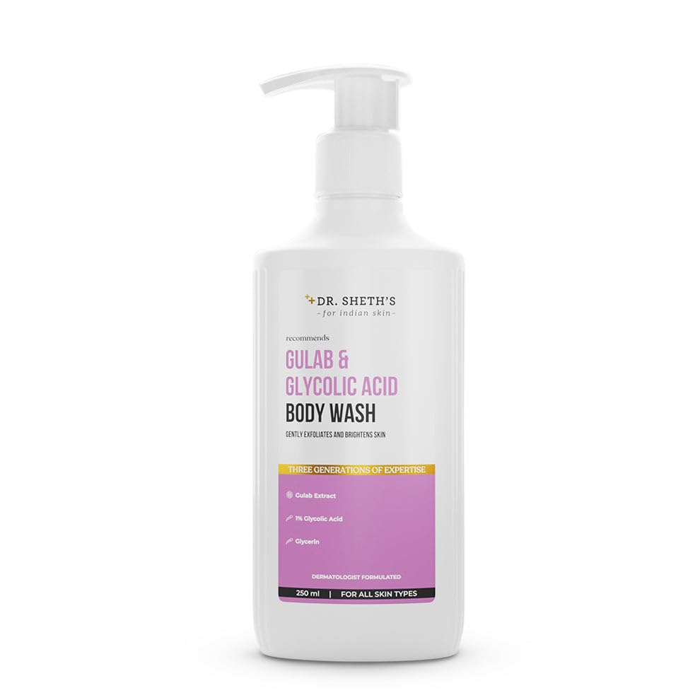 Dr. Sheth's gulab and glycolic acid body wash bottle