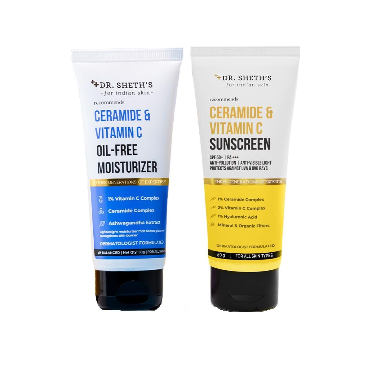 Lightweight sunscreen and oil-free moisturizer combo from Dr. Sheth's