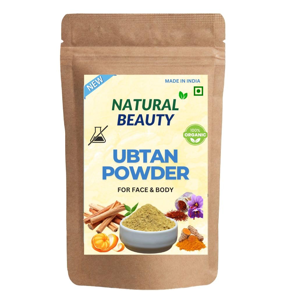 Natural Beauty Ubtan Powder Face Pack for Dark Spots & Acne with Saffron, Turmeric & Sandalwood Chemical Free Instant Glow & Skin Brightening for All Skin Types (200 gm)
