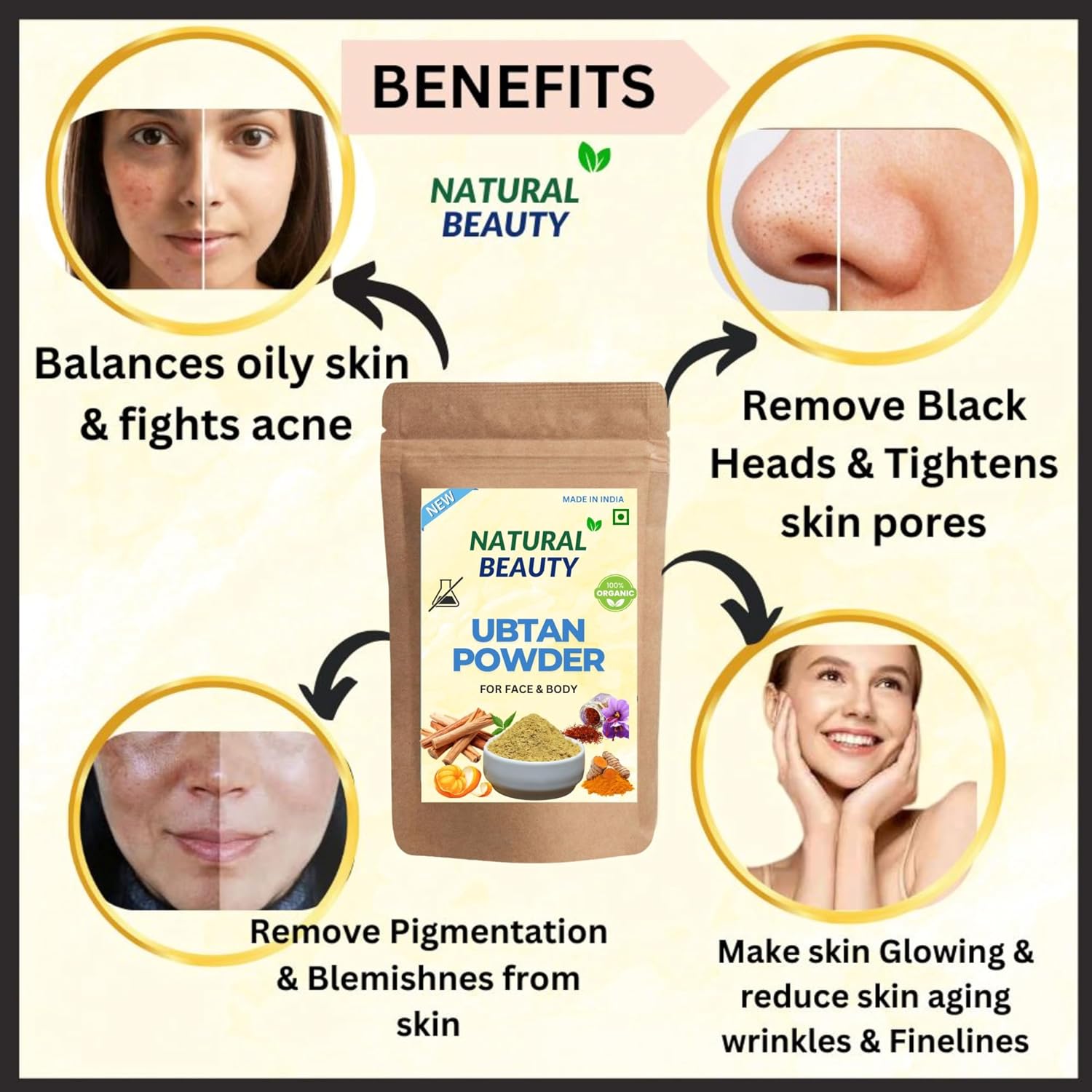 Natural Beauty Ubtan Powder Face Pack with Saffron, Turmeric & Sandalwood – view 2