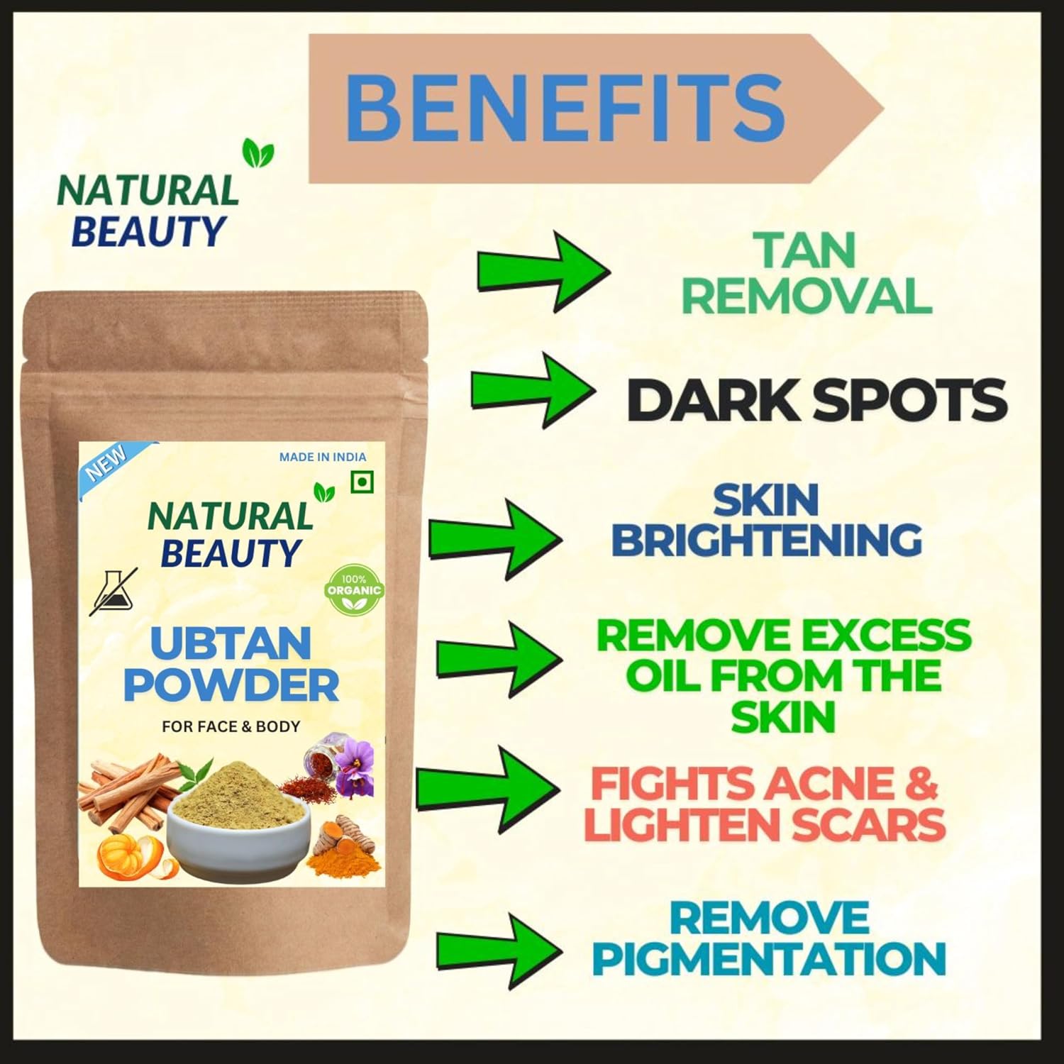 Natural Beauty Ubtan Powder Face Pack with Saffron, Turmeric & Sandalwood – view 4