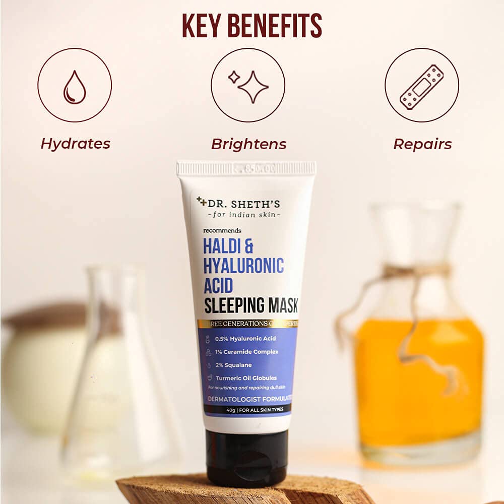 Dr. Sheth's Haldi & Hyaluronic Acid Sleeping Mask Cream For Even Tone, Acne, Dullness & Hydration – view 3